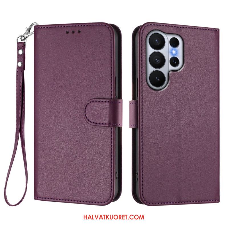 Kotelot Samsung Galaxy S26 Ultra Yksivärinen Nahkajäljitelmä Hihnalla Suojakuori