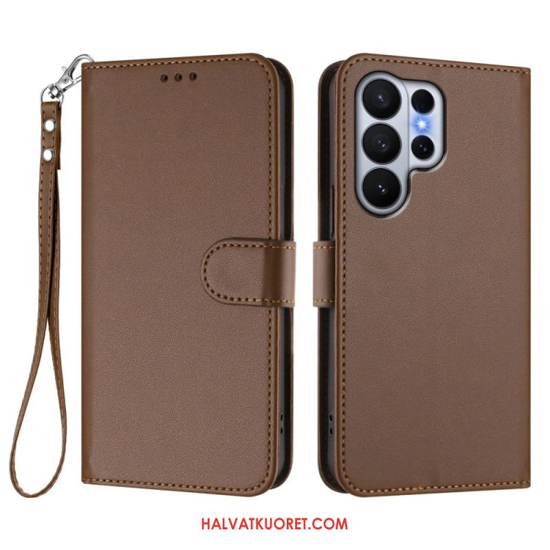 Kotelot Samsung Galaxy S26 Ultra Yksivärinen Nahkajäljitelmä Hihnalla Suojakuori