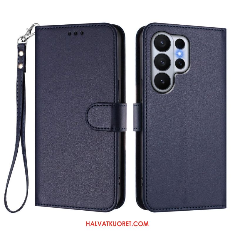 Kotelot Samsung Galaxy S26 Ultra Yksivärinen Nahkajäljitelmä Hihnalla Suojakuori