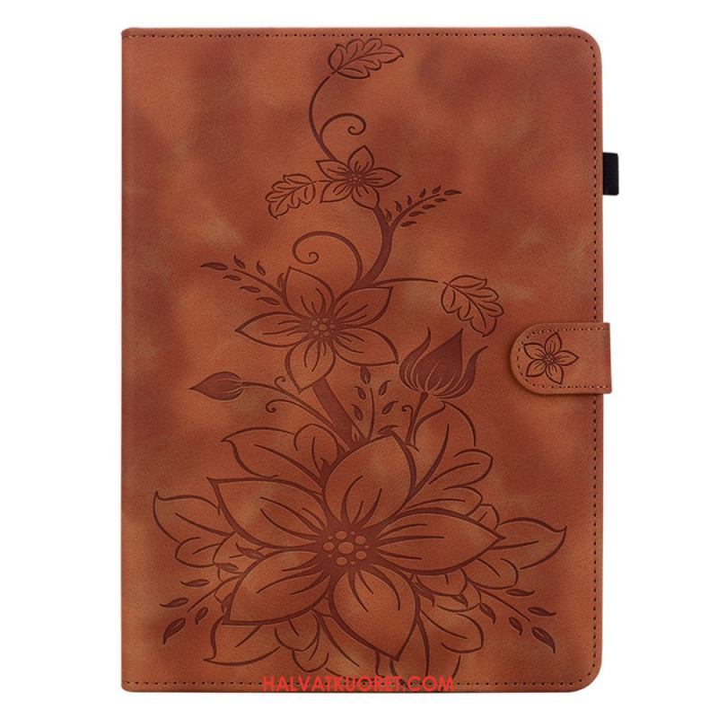 Kotelot Samsung Galaxy Tab S11 Mokkanahkaefekti Kukkakuvio Suojakuori