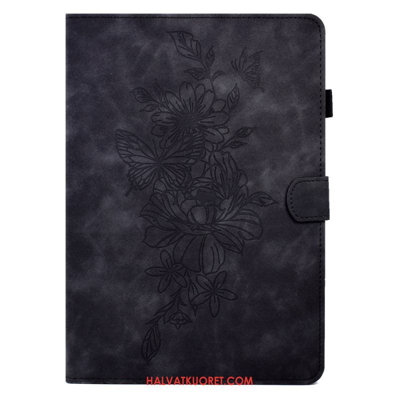 Kotelot Samsung Galaxy Tab S11 Mokkanahkainen Kukka- Ja Perhoskuvio