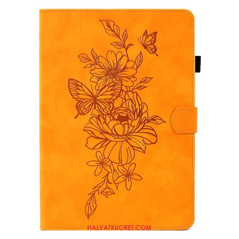 Kotelot Samsung Galaxy Tab S11 Mokkanahkainen Kukka- Ja Perhoskuvio