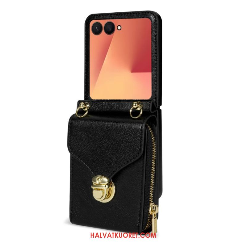 Kotelot Samsung Galaxy Z Flip 7 Vetoketjullinen Lompakko Ja Olkahihna