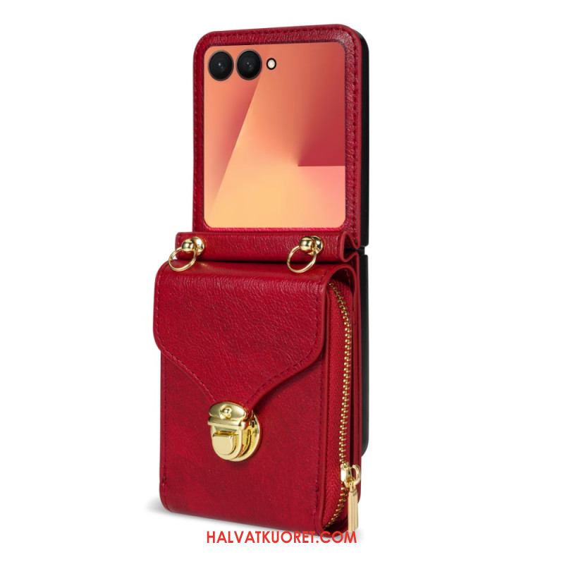 Kotelot Samsung Galaxy Z Flip 7 Vetoketjullinen Lompakko Ja Olkahihna