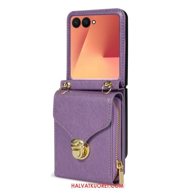 Kotelot Samsung Galaxy Z Flip 7 Vetoketjullinen Lompakko Ja Olkahihna