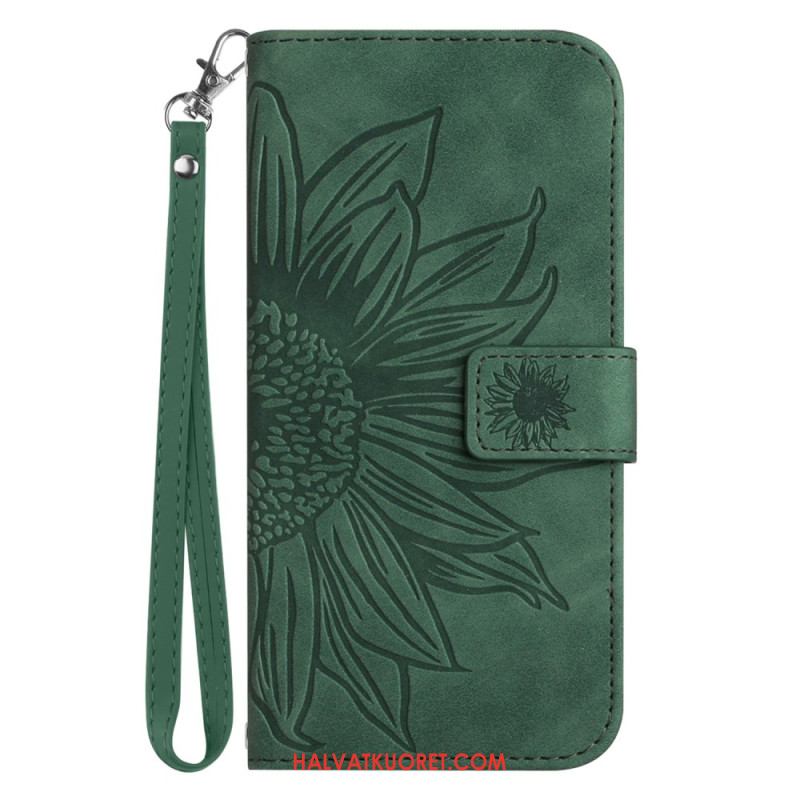 Kotelot Sony Xperia 1 Vii Auringonkukkakuvio Ja Hihna