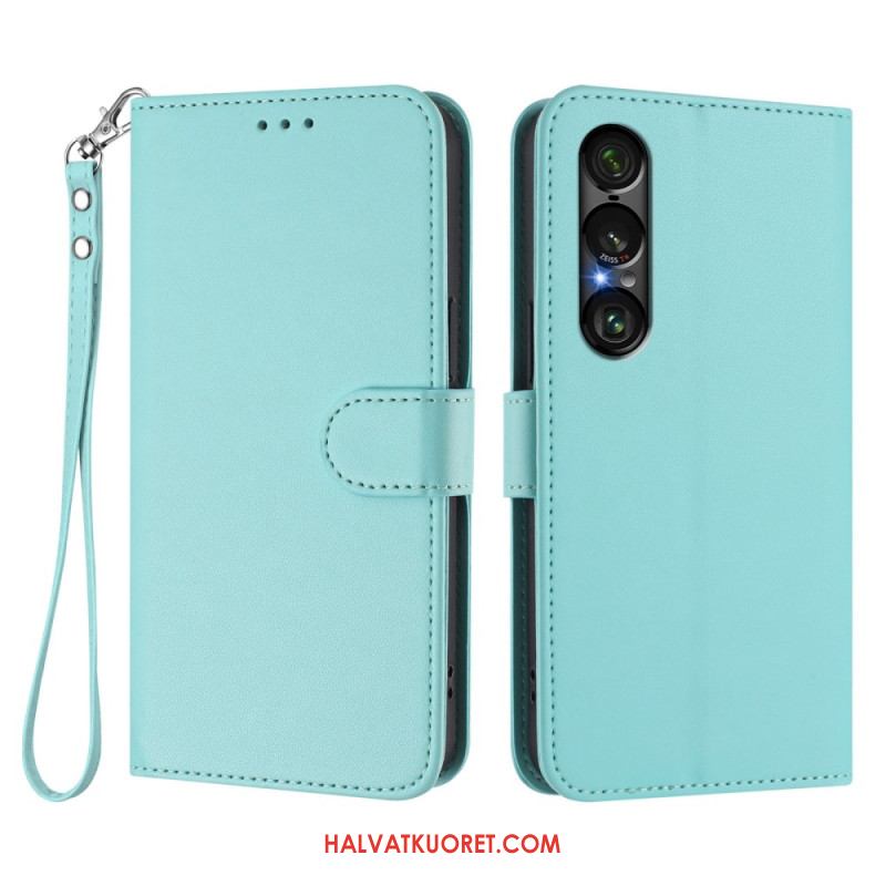 Kotelot Sony Xperia 1 Vii Nahkaefekti Ja Nauha Suojakuori