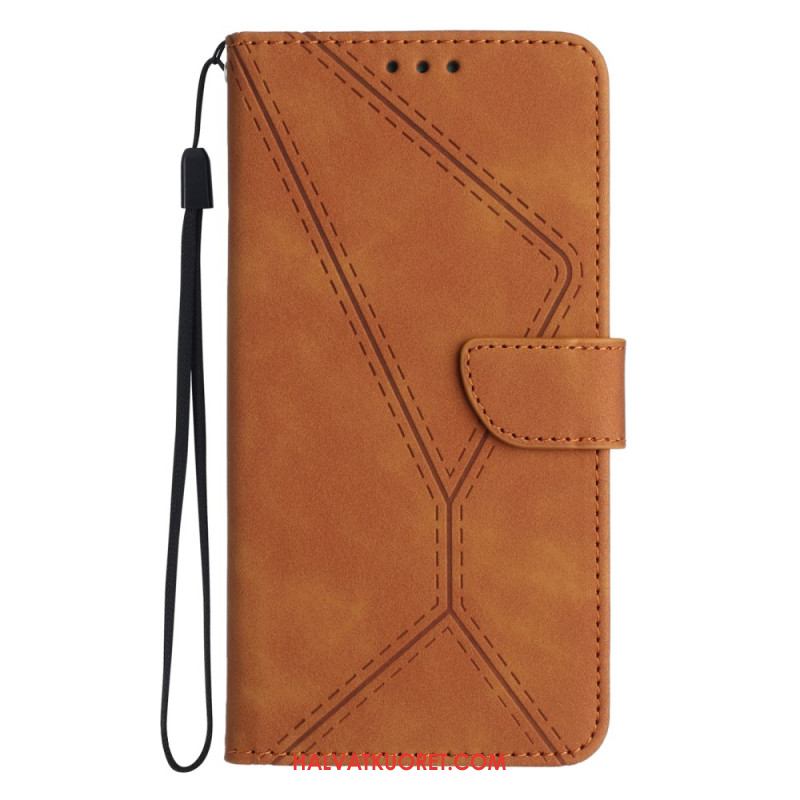 Kotelot Xiaomi 15 Mokkanahkakuvio Viivoilla Ja Raidoilla