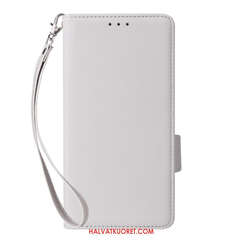 Kotelot Xiaomi 15 Pro Litsikuvioinen Tekonahka Hihnalla