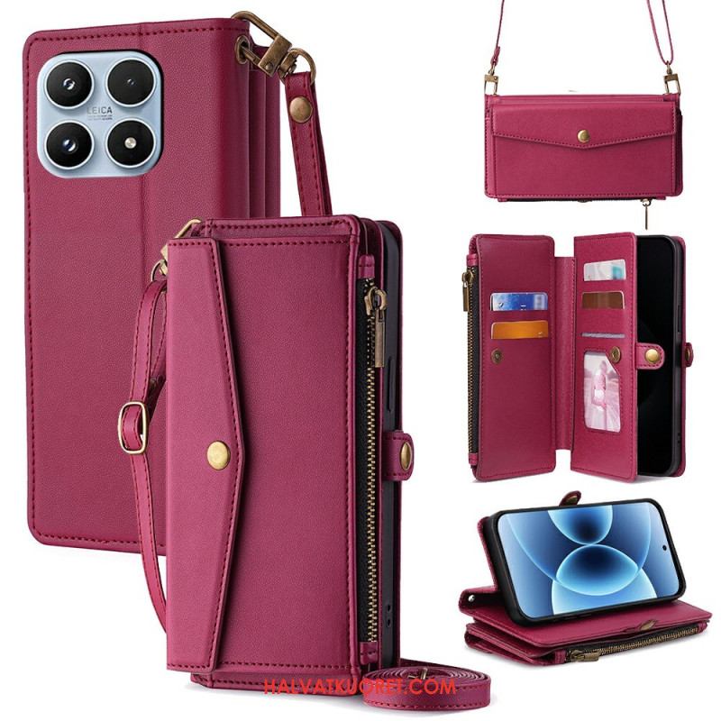 Kotelot Xiaomi 17 Lompakko Olkahihnalla Ja Nauhalla