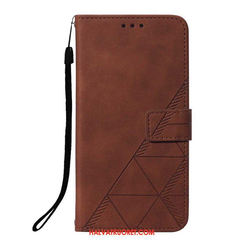 Kotelot Xiaomi Redmi Note 10 Pro Suojaketju Kuori Strappy Geometric Leather Style