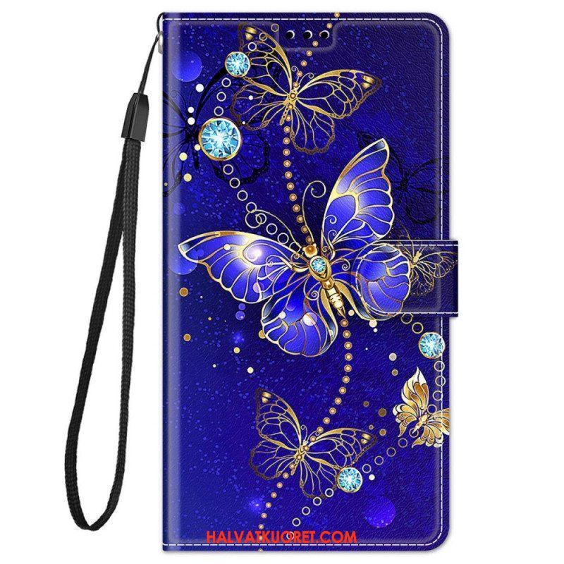 Kotelot Xiaomi Redmi Note 11 Pro Plus 5G Suojaketju Kuori Strap Butterflies Fan