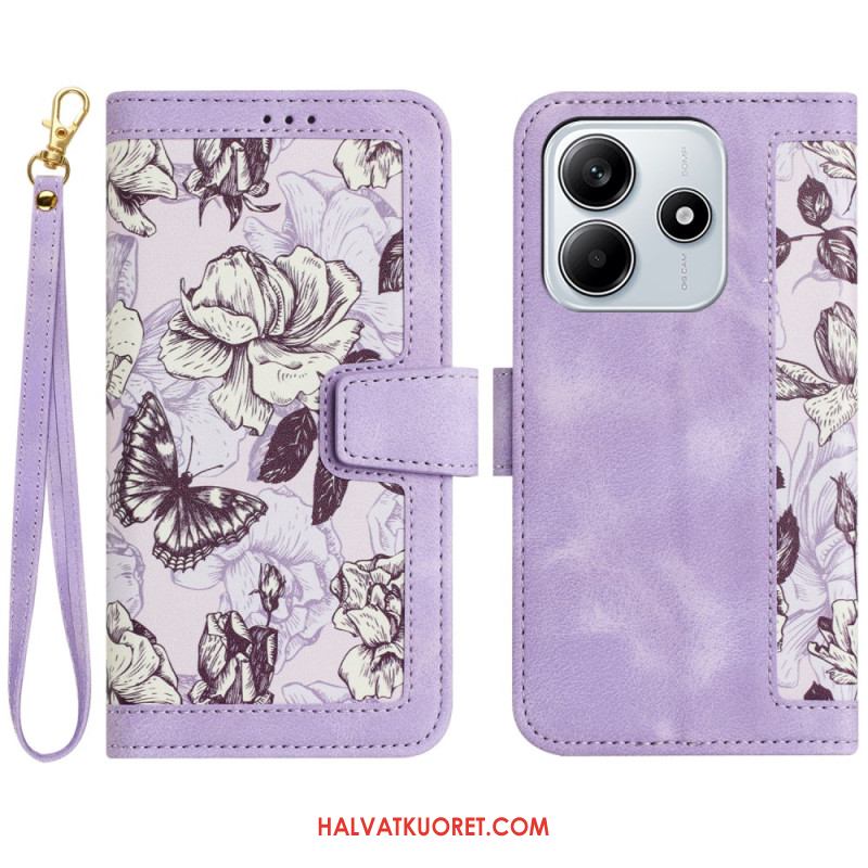 Kotelot Xiaomi Redmi Note 14 5g Kukat Hihnalla Suojakuori