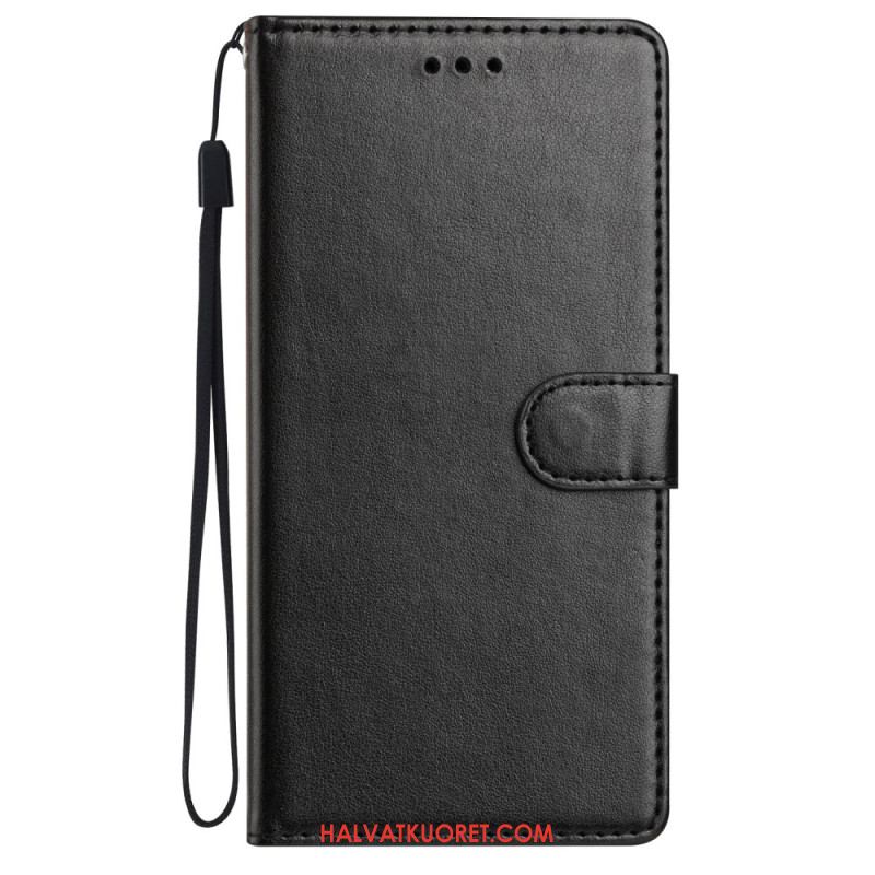 Kotelot Xiaomi Redmi Note 14 5g Yksivärinen Nahkakuvio Ja Hihna