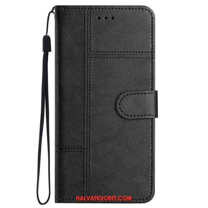 Kotelot iPhone 14 Pro Max Suojaketju Kuori Strappy Business Leather Style