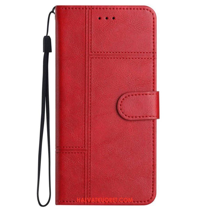 Kotelot iPhone 14 Pro Max Suojaketju Kuori Strappy Business Leather Style