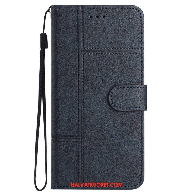 Kotelot iPhone 14 Pro Max Suojaketju Kuori Strappy Business Leather Style