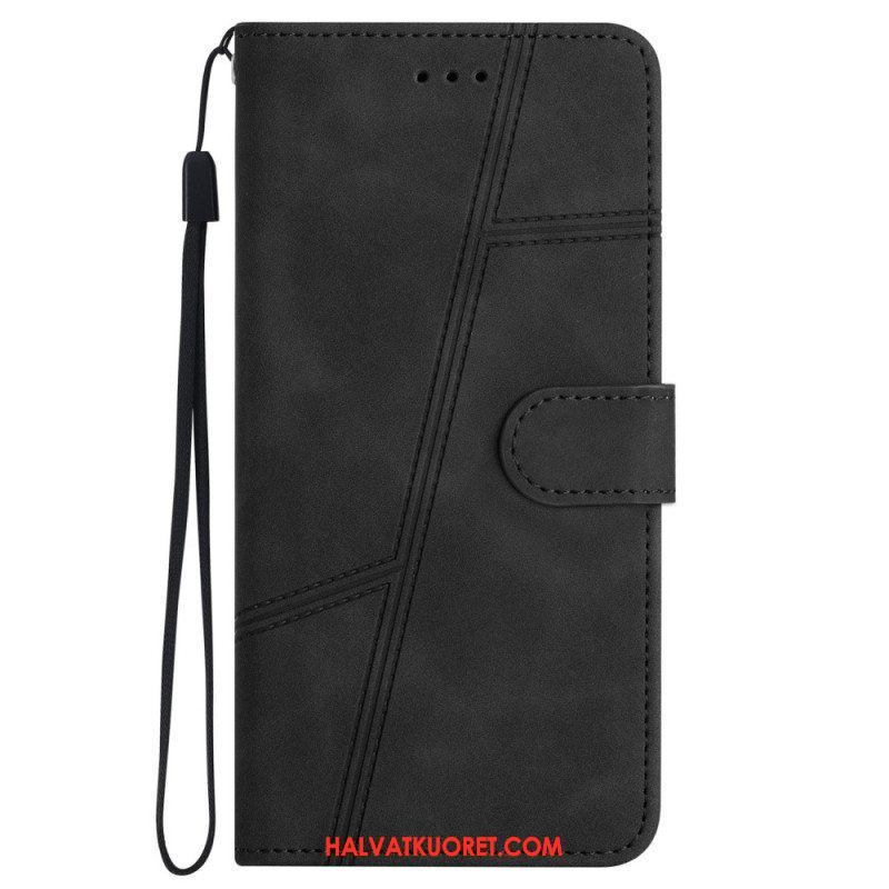 Kotelot iPhone 14 Pro Suojaketju Kuori Strappy Elegance Leather Style