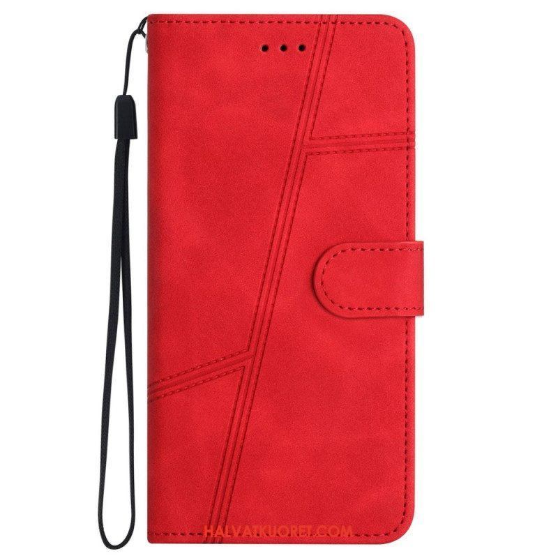 Kotelot iPhone 14 Pro Suojaketju Kuori Strappy Elegance Leather Style