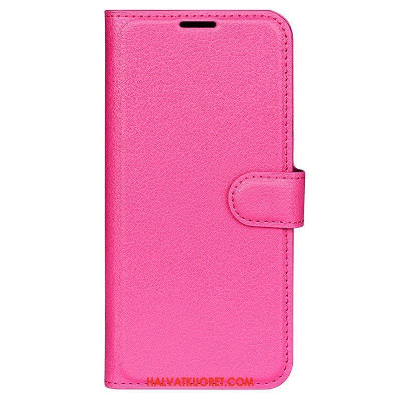 Kotelot iPhone 15 Classic Litchi Faux Leather