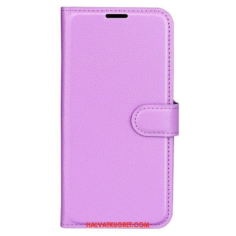 Kotelot iPhone 15 Classic Litchi Faux Leather