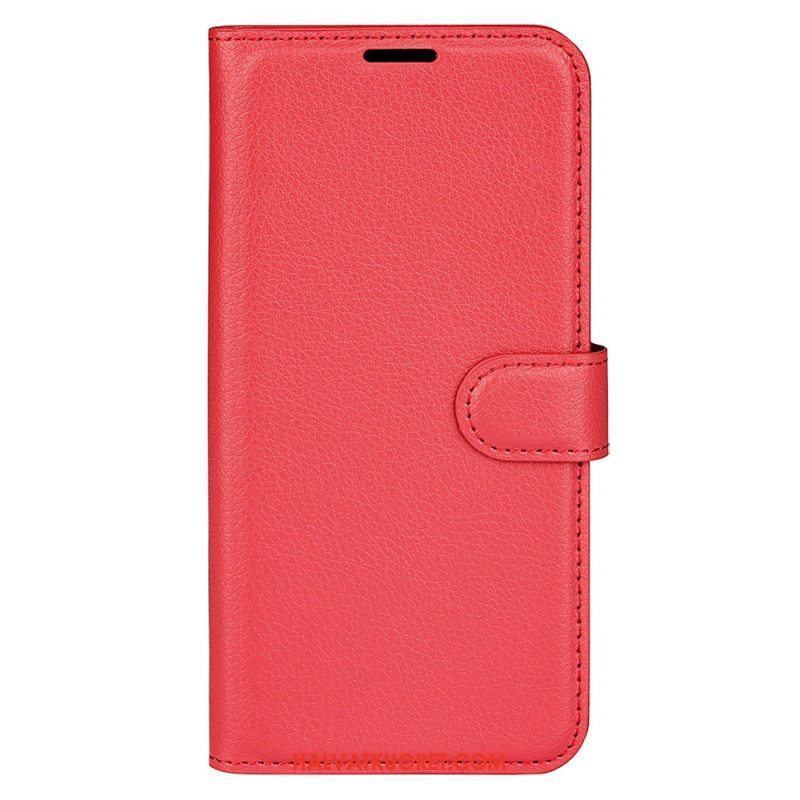 Kotelot iPhone 15 Classic Litchi Faux Leather