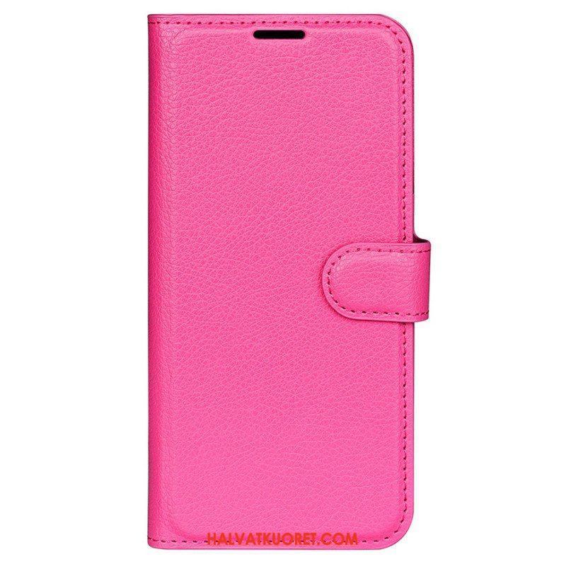 Kotelot iPhone 15 Classic Litchi Faux Leather