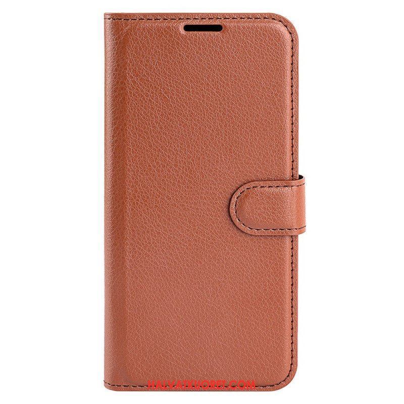 Kotelot iPhone 15 Plus Classic Litchi Faux Leather