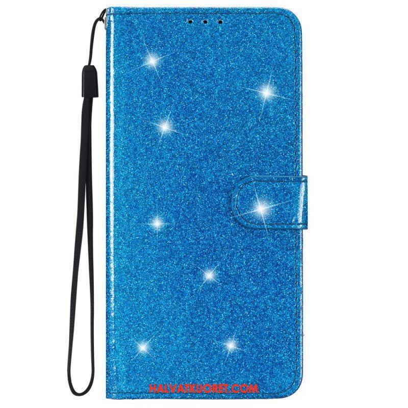 Kotelot iPhone 15 Plus Suojaketju Kuori Glitter-efekti Hihnalla