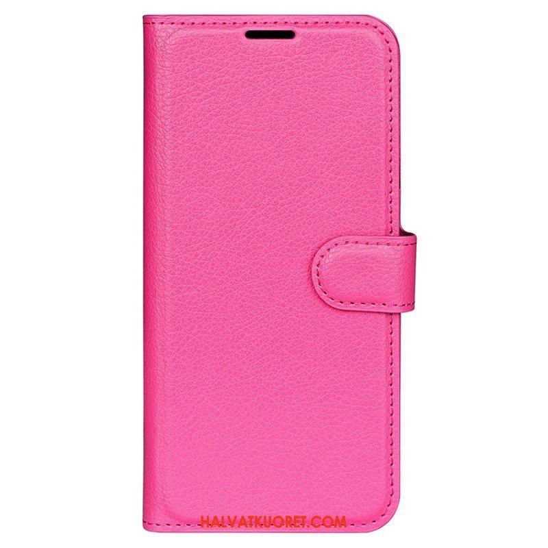 Kotelot iPhone 15 Pro Classic Litchi Faux Leather