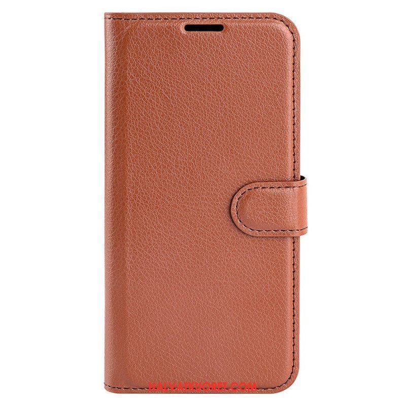 Kotelot iPhone 15 Pro Classic Litchi Faux Leather