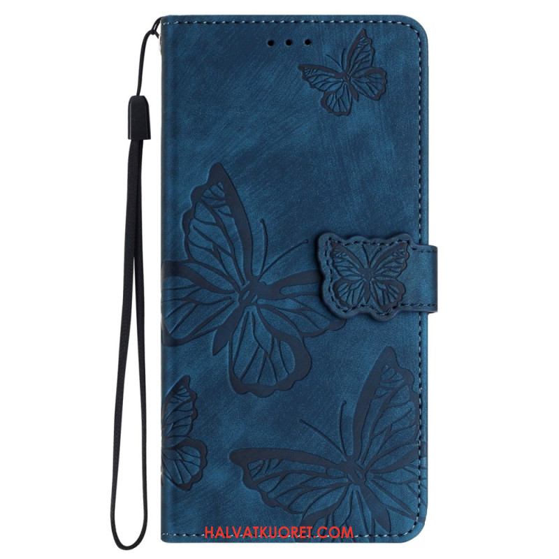 Kotelot iPhone 16 Plus Puhelinkuoret Perhosen Painatus Hihnalla