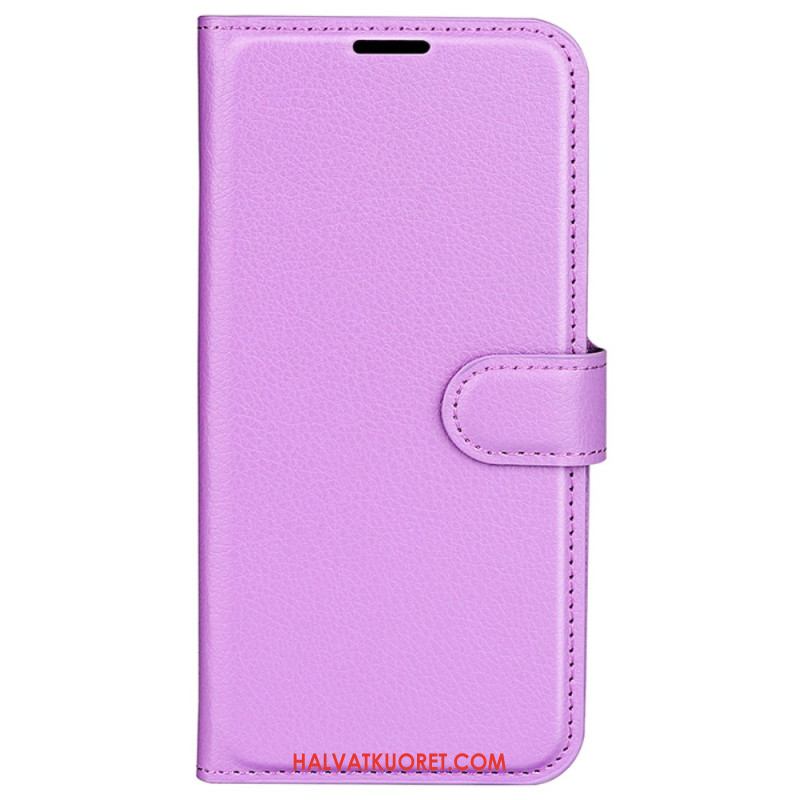Kotelot iPhone 16 Pro Classic Litchi Faux Leather Suojakuori