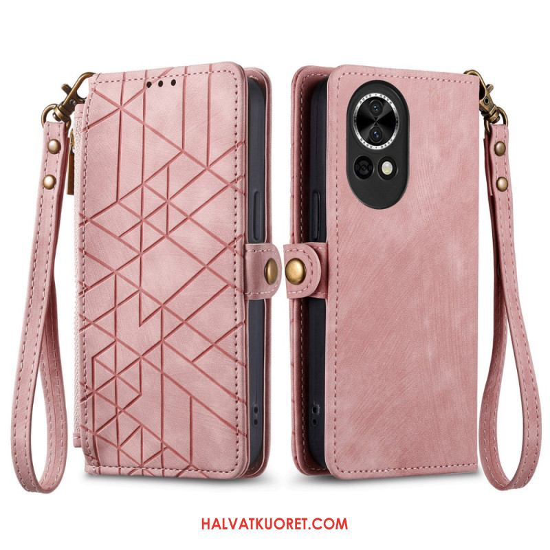 Kuoret Huawei Nova 13 Geometrinen Kuviollinen Vetoketjullinen Lompakko