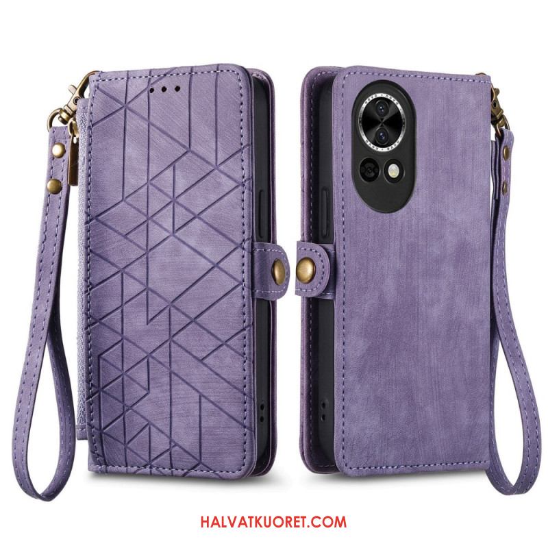 Kuoret Huawei Nova 13 Geometrinen Kuviollinen Vetoketjullinen Lompakko
