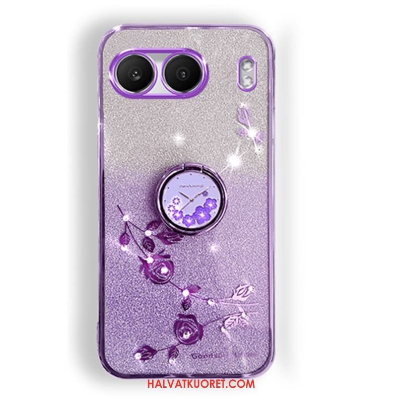 Kuori Oneplus Nord 4 Kadem Paljeteilla Ja Strassilla Koristeltu Sormusteline