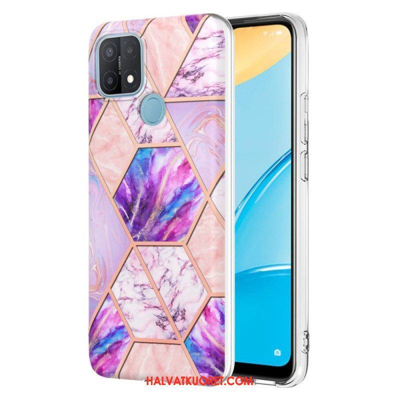 Kuori Oppo A15 Kiiltävä Geometrinen Marmori