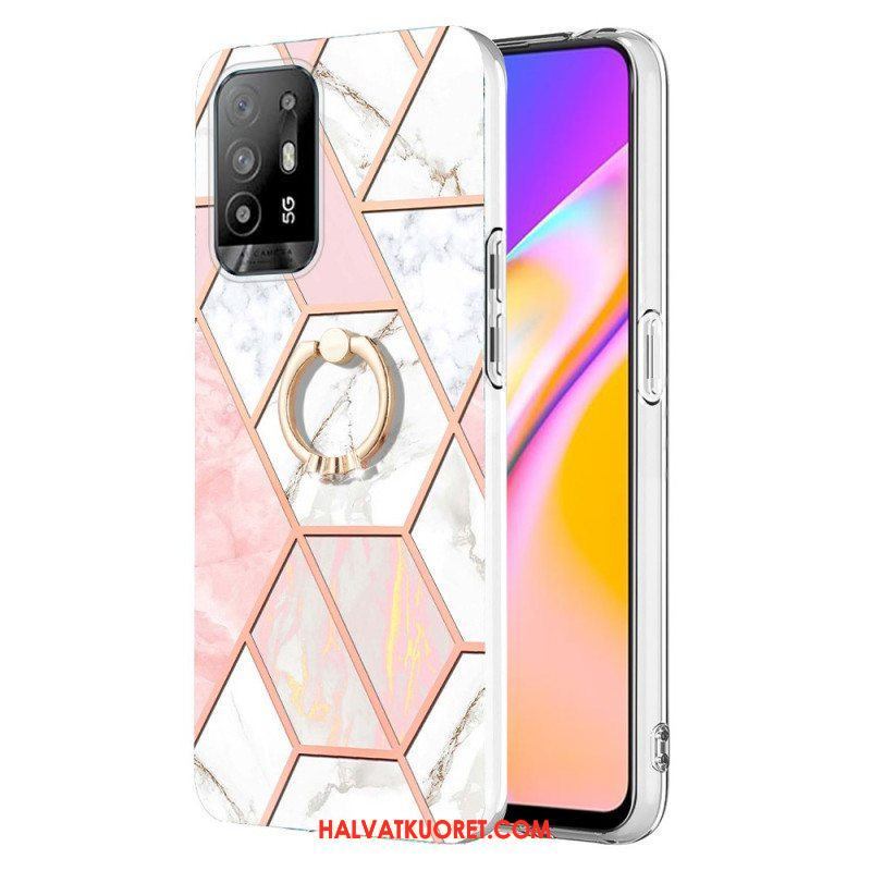 Kuori Oppo A94 5G Geometrinen Marmori Renkaalla