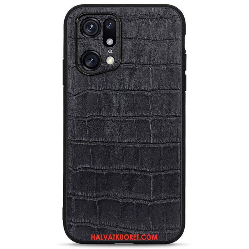 Kuori Oppo Find X5 Pro Aito Crocodile Texture -nahka