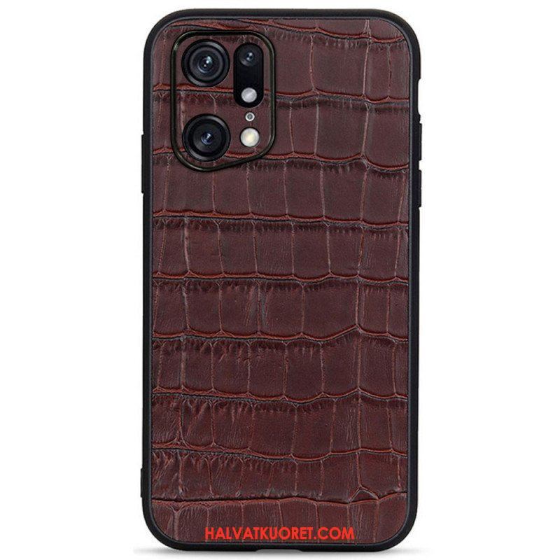 Kuori Oppo Find X5 Pro Aito Crocodile Texture -nahka