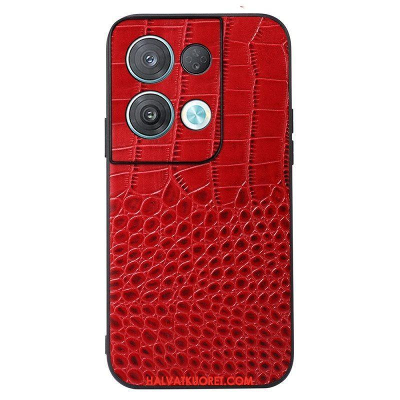 Kuori Oppo Reno 8 Aito Crocodile Texture -nahka