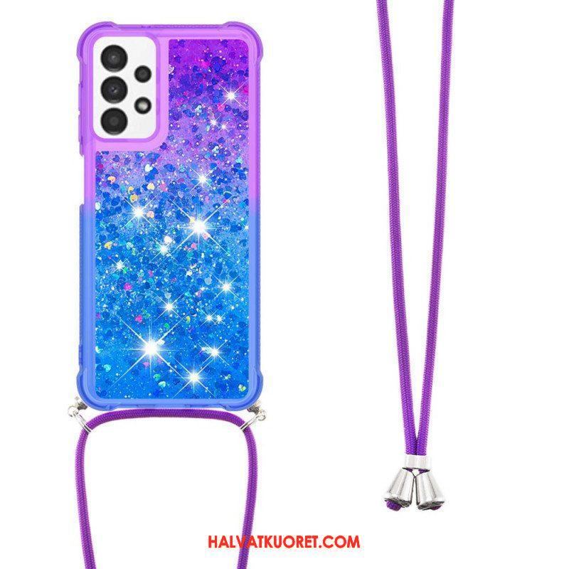 Kuori Samsung Galaxy A13 Kiristysnyörillä Glitter Silikoni Johto