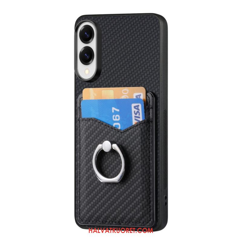 Kuori Samsung Galaxy S25 5g Edge Hiilikuituinen Korttikotelo Ja Rengasteline Suojakuori