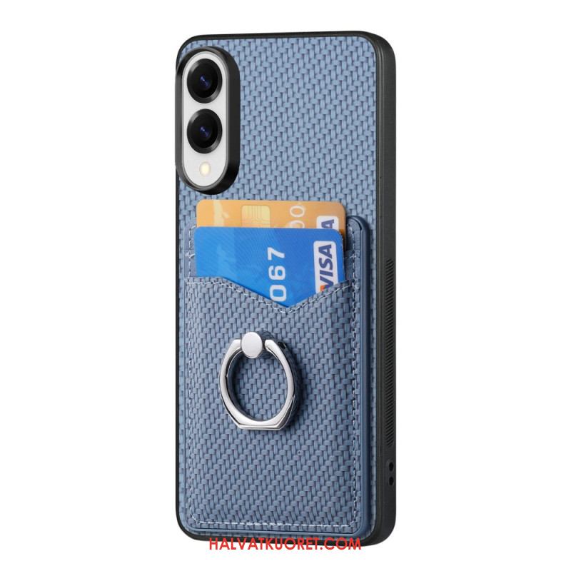 Kuori Samsung Galaxy S25 5g Edge Hiilikuituinen Korttikotelo Ja Rengasteline Suojakuori