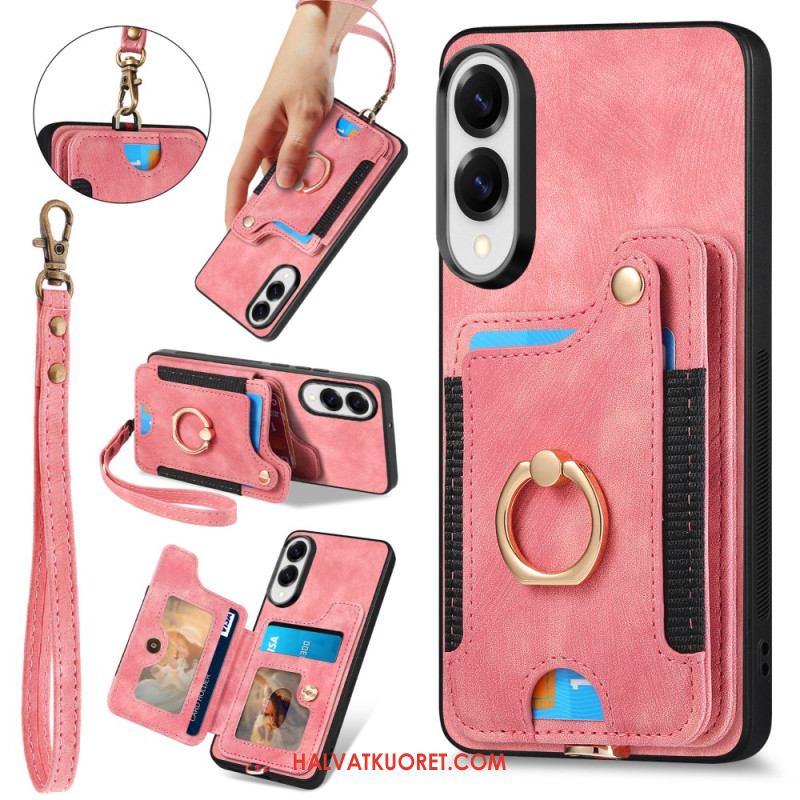 Kuori Samsung Galaxy S25 5g Edge Retro Rfid-korttikotelo Ja Hihna