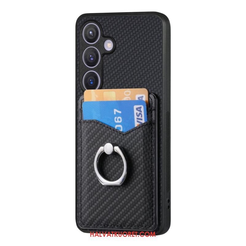 Kuori Samsung Galaxy S25 5g Hiilikuituinen Korttikotelo Ja Rengasteline