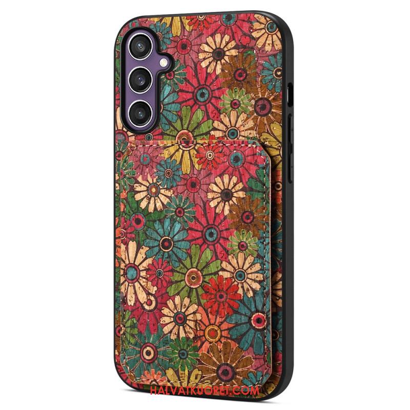 Kuori Samsung Galaxy S25 5g Kukkakuvioinen Korttikotelo Ja Teline