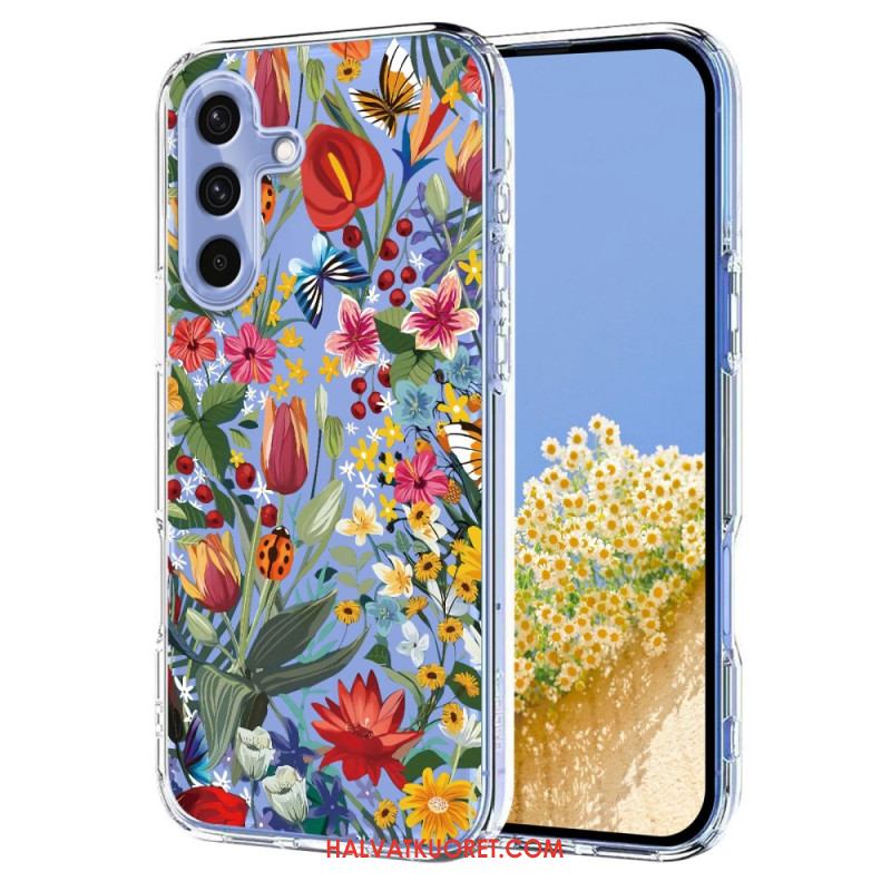 Kuori Samsung Galaxy S25 Fe Läpinäkyvä Kukka- Ja Perhoskuvio Suojakuori
