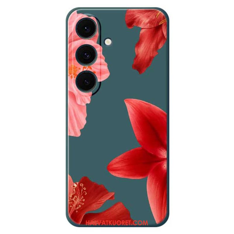 Kuori Samsung Galaxy S25 Fe Punainen Kukkasilikoni