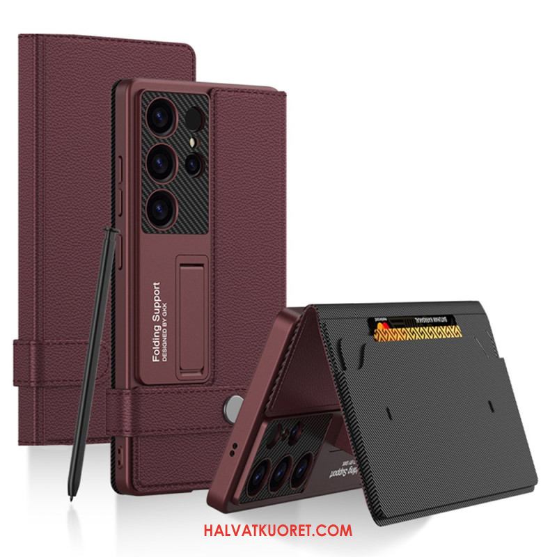 Kuori Samsung Galaxy S25 Ultra 5g Gkk-korttikotelolla Ja Jalustalla